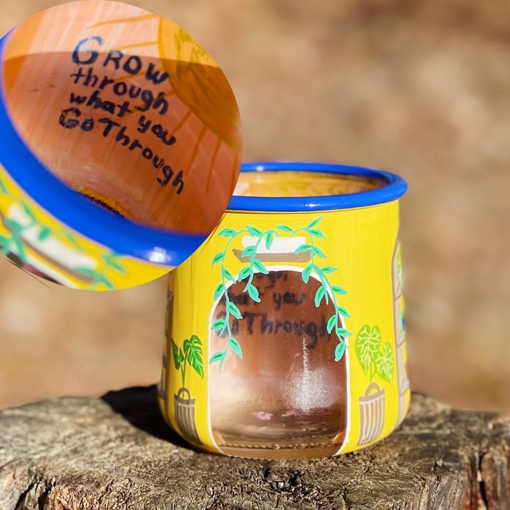 Hand painted Planty jar